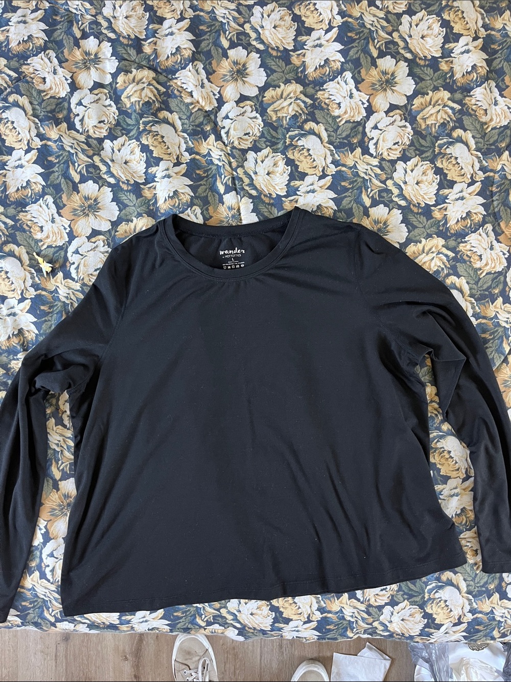 Black Long-Sleeve crew layering Top